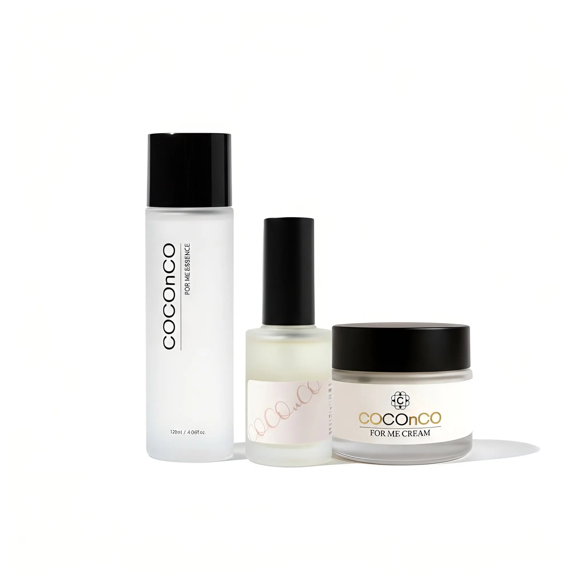 the relief kit consisting of toner, serum, and moisturizer. The only three skincare you need for your routine.